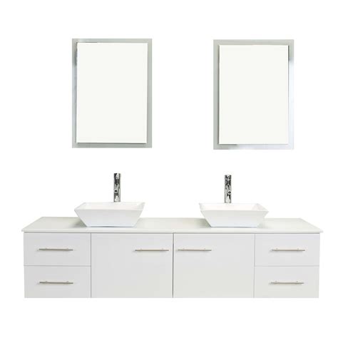 Totti Wave White Modern Double Sink Bathroom Vanity W Super White