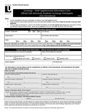 Fillable Online Exchange Osap Supplemental Information Form Fax Email