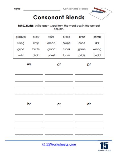 Consonant Blends Worksheets 15