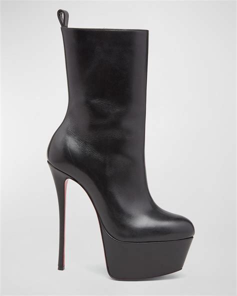 Christian Louboutin Dolly Leather Red Sole Platform Booties In Black Lyst