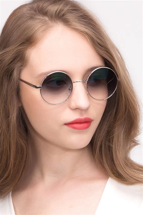 Guru Round Silver Frame Prescription Sunglasses Eyebuydirect