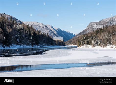 n winter, the valley of the Jacques-Cartier river in the Jacques ...