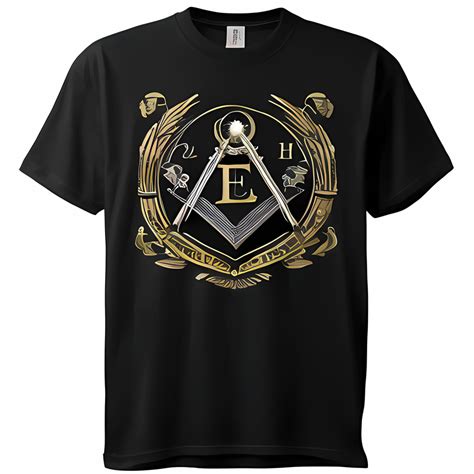 Black Freemason Symbol T Shirt With Gold Silver Accents MMartin