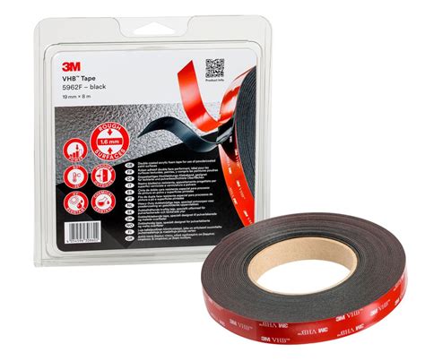 3M 5962F VHB Black Foam Tape 19mm X 8m 1 6mm Thick RS Components