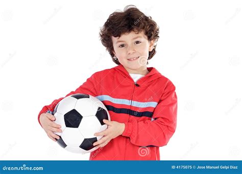 Niño Con El Balón De Fútbol Imagen de archivo Imagen de personas