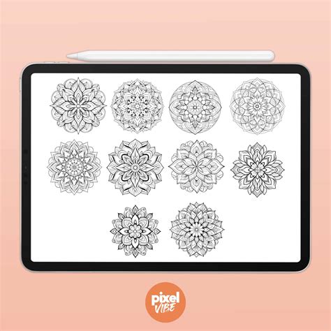 Mandala Stamp Brushes For Procreate Tattoo Illustration Etsy