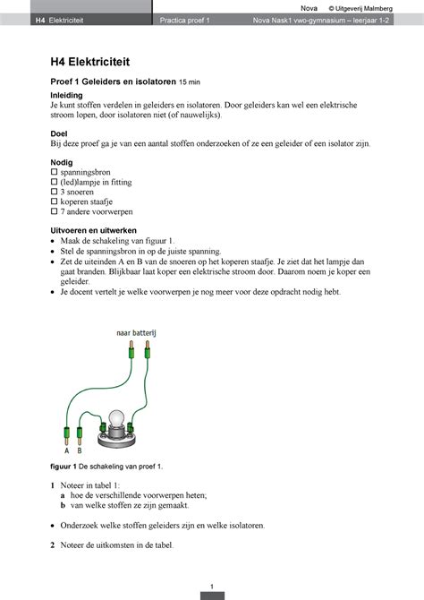 Nova Nask Vg H Practica H Elektriciteit Practica Proef Nova