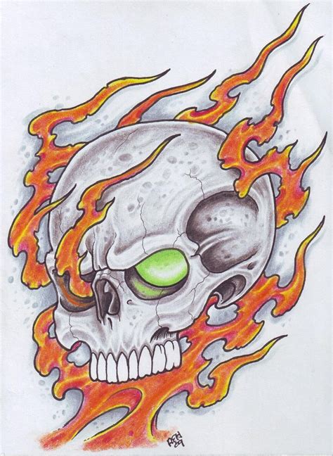 Skull In Flames 4 By Vikingtattoo On DeviantArt In 2021 Skulls