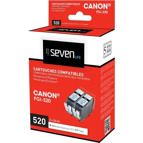 Generique Seven Life Compatible Canon Pgi 520 Bk Pack De 2 Cartouches