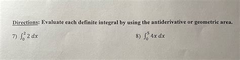 Answered Directions Evaluate Each Definite Bartleby