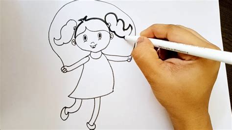 Draw and color a Girl skipping drawing for children / drawing for ...