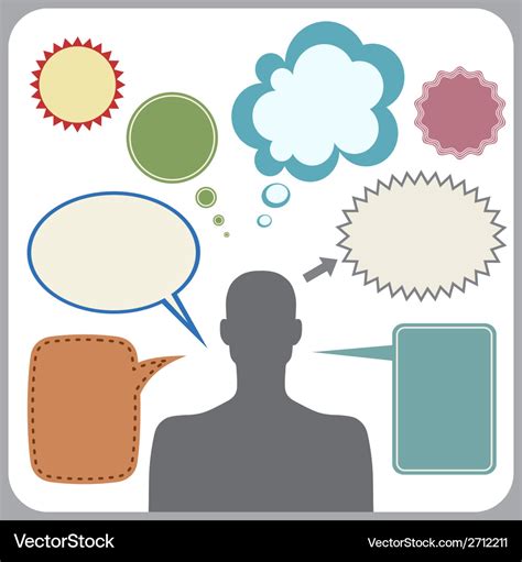 Clipart Of Man With Speech Bubbles Royalty Free Vector Image