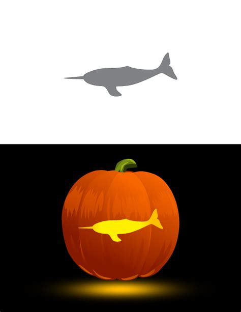 Printable Narwhal Pumpkin Stencil