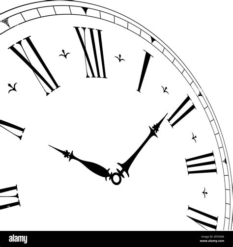 Detailed Illustration Of An Old Clock Face With Perspective Angle Eps8
