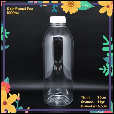 Jual Botol Plastik Kale 1000Ml Bulat Eco Seliter 1 Liter Kemasan