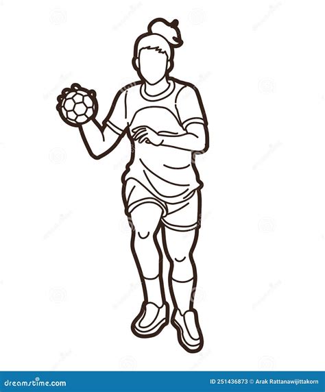 Handball Sport Female Player Action Graphic Vector Stock Vector