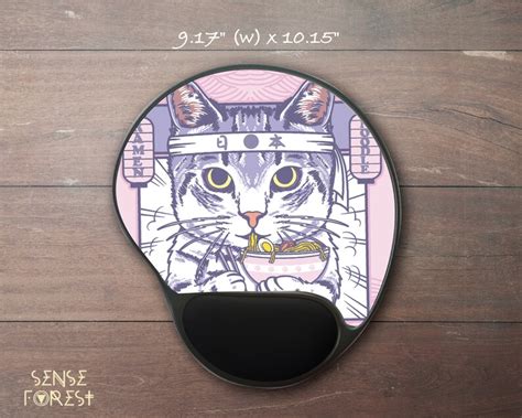 Japanese Ramen Cat Desk Mat Great Wave Anime Gaming Mouse Pad Etsy