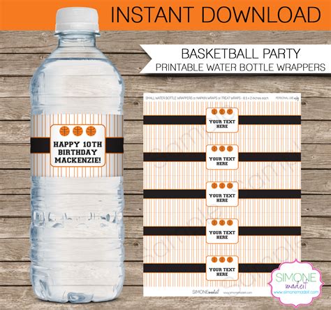 Basketball Party Water Bottle Labels Template | Birthday Party Decorations