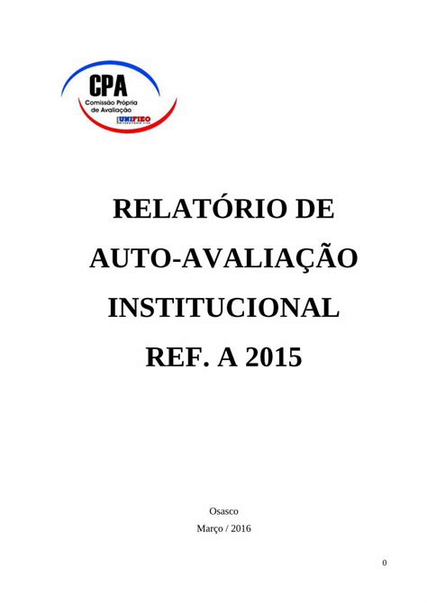 Pdf Relat Rio De Auto Avalia O Institucional Ref A Rio Cpa