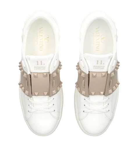 Womens Valentino Garavani White Leather Rockstud Untitled Sneakers