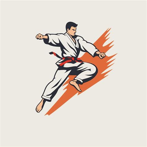 Premium Vector Taekwondo Fighter With Karate Kick Vector Illustration