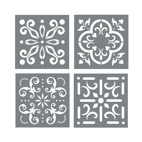 Buy Givbro Mexican Tile Stencil Set Pack Of Four 4x4 Tile Stencil