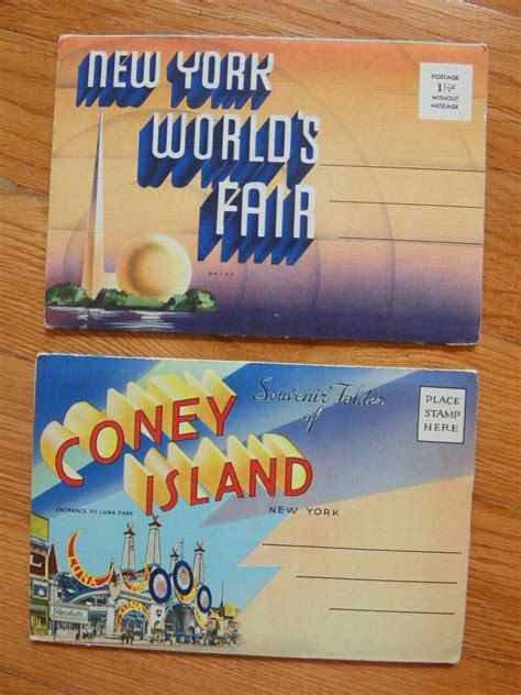 Vintage New York Worlds Fair Coney Island Souvenir Folders