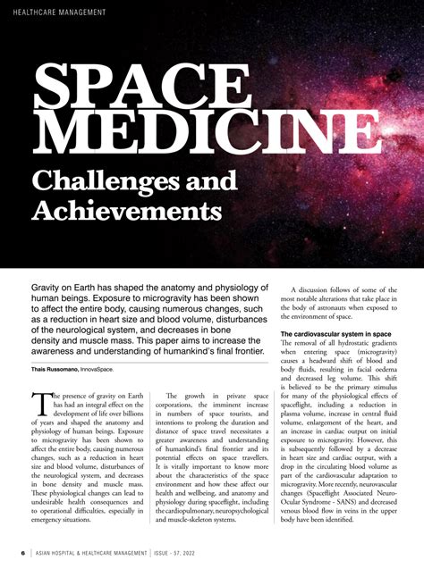 (PDF) SPACE MEDICINE Challenges and Achievements