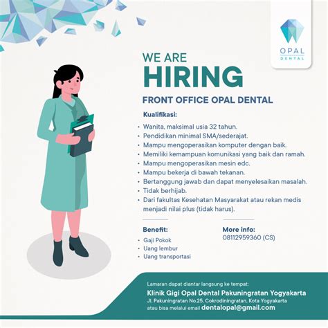 Lowongan Kerja Front Office Accounting Tax Di Klinik Gigi Opal Dental