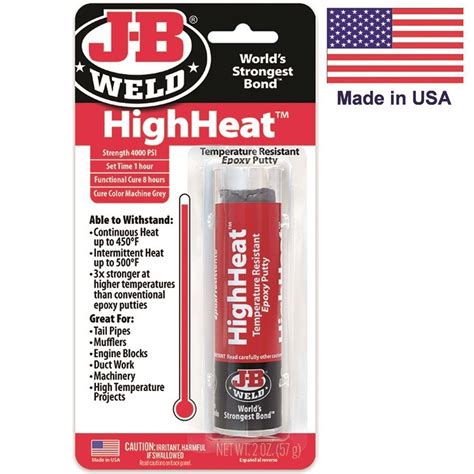 EPOXICO MASILLA JB WELD HIGH HEAT 60 MINUTO MAFESA Mayoreo