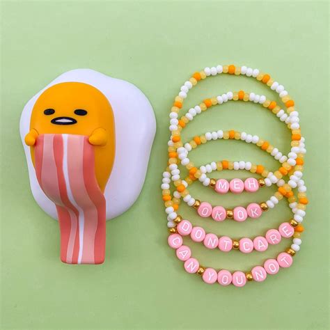 Gudetama Inspired Beaded Bracelets Meh Bracelet Can You Etsy