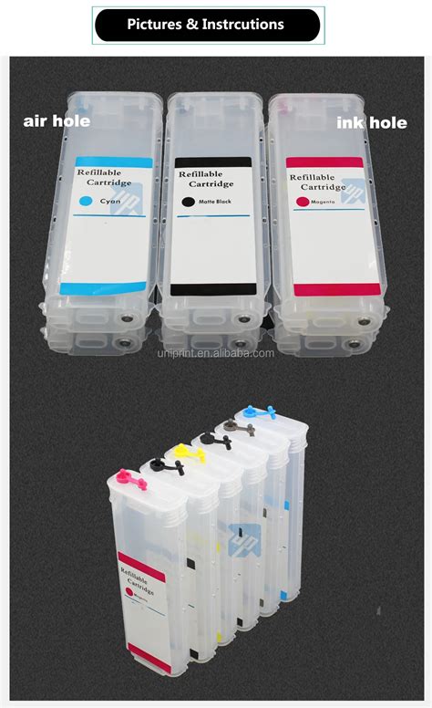 6 Colors 280ml Pc For Hp 70 Empty Refillable Ink Cartridge With Chip