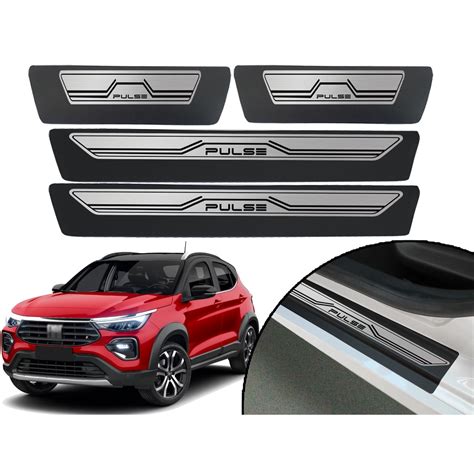 Jogo De Soleira De Porta Adesiva Modelo Aço Escovado Fiat Pulse 2021