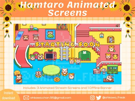 Hamtaro Animated Screens Cute Kawaii Youtube Twitch Banner Starting Brb Ohkawa S