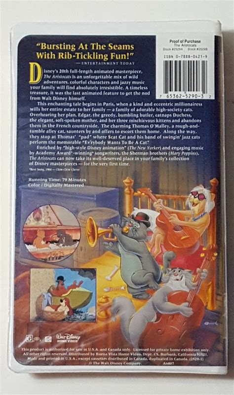 The Aristocats Walt Disney Masterpiece Vhs