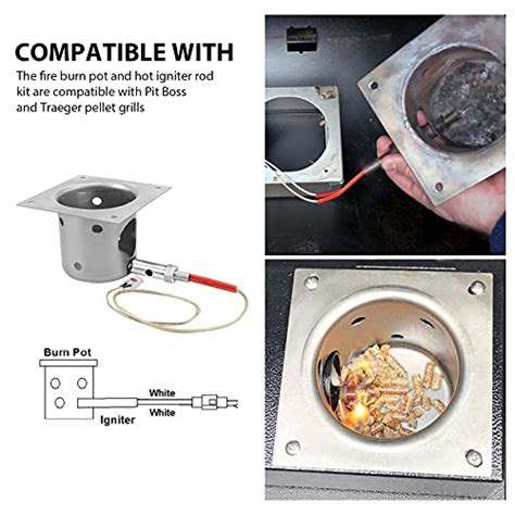 Unidanho Fire Burn Pot And Hot Rod Ignitor Kit Replacement Parts For Traeger And Pit Boss Pellet