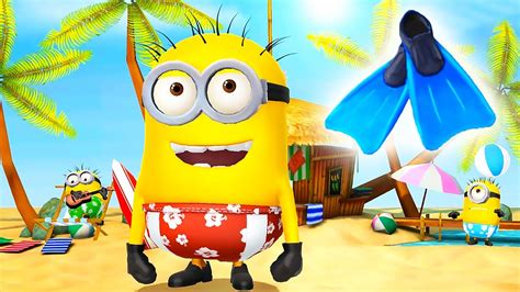 Surfer Minion Dives With Flippers In Minion Beach Lvl 544 Minion Rush