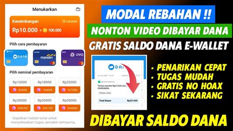 PASTI CAIR NONTON VIDEO DAPAT UANG 2023 APLIKASI PENGHASIL SALDO