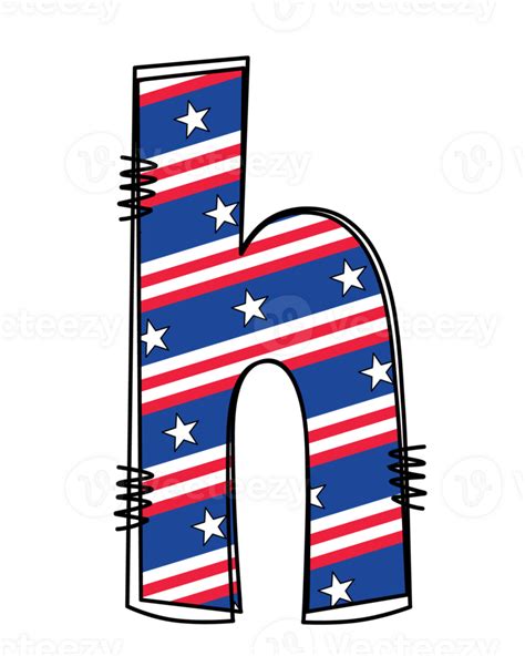 Patriotic Alphabet Doodle Letter Clipart Illustration Png