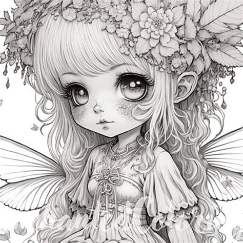 Kawaii Chibi Fairy Coloring Page Printable Adult Coloring Etsy Australia