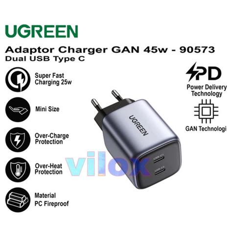 Jual Ugreen Adapter Pd Qc Super Fast Charger Nexode Gan W W Type C