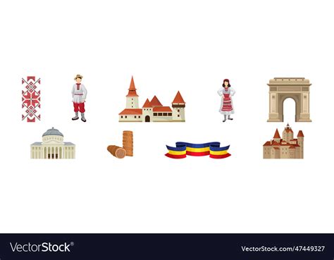 Cultural symbols of romania and traditional Vector Image