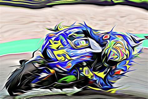 Rossi Fullspeed On Two Wheels X Digital Art By Jean Louis Glineur