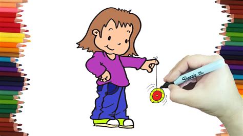 Como dibujar UNA NIÑA JUGANDO YOYO paso a paso y MUY FACIL