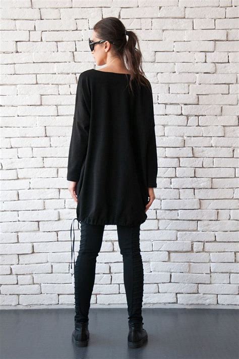 Loose Black Tunic Oversize Black Blazer Comfortable Plus Size Etsy