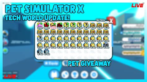 Live Pet Simulator X Tech World Update Pet Giveaway Youtube