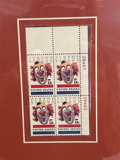 Usa Postage Stamps 1966 American Circus Clown 5 Cent Framed Set Of 4 Etsy