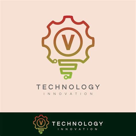 Innovación tecnológica inicial letra v diseño de logotipo Vector Premium