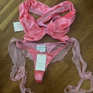 Swim Nwt Poster Girl Pink Ruffle Bikini Set Size M Poshmark