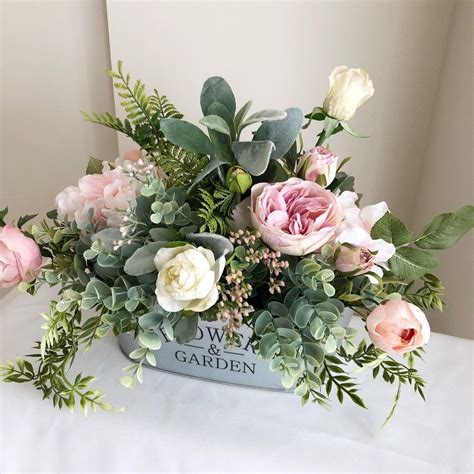 Farmhouse Style Floral Arrangement Pink Floral Arrangement Blush